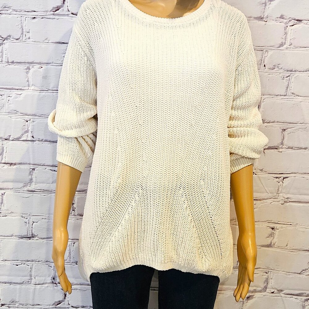 BANANA REPUBLIC - 100% cotton cream chunky pullover knitted sweater - Picture 6 of 13